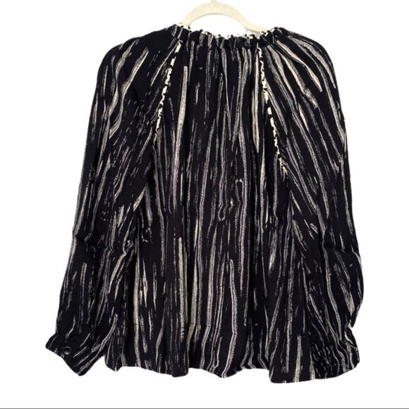 $375 PROENZA Schouler PRINTED GEORGETTE LONG SLEEVE TIE NECK BLOUSE * US 10 - Picture 3 of 7